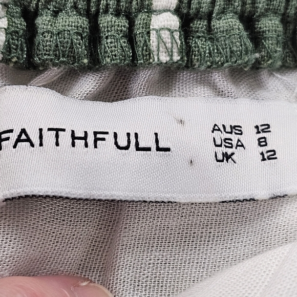 Faithfull The Brand Suns Out Olive Green Striped Raw Hem Off Shoulder Tube Top 8 - Picture 7 of 11